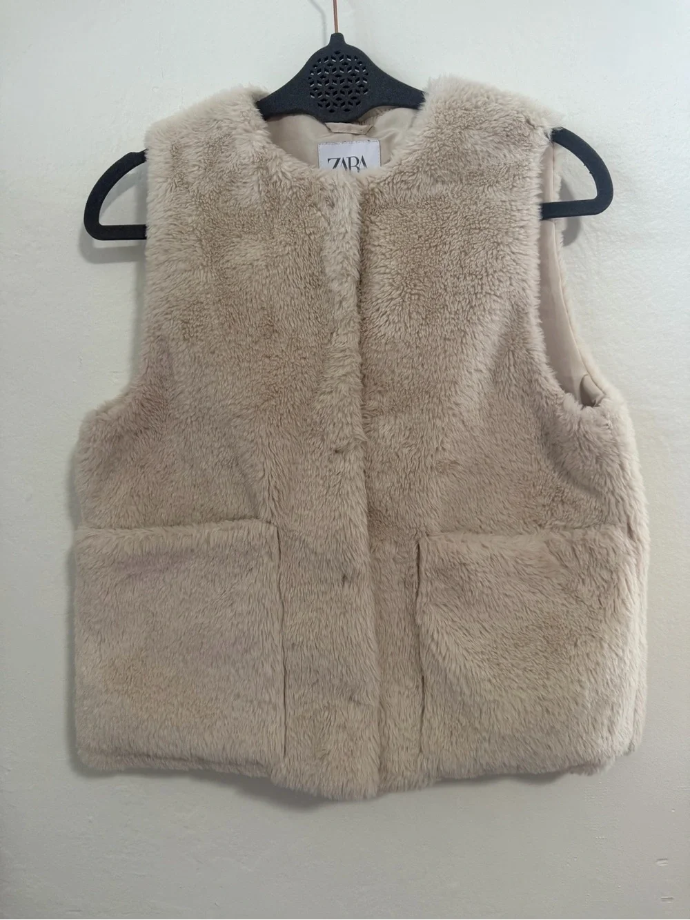 Zara Girls Cream Faux Fur Vest Size 11-12
